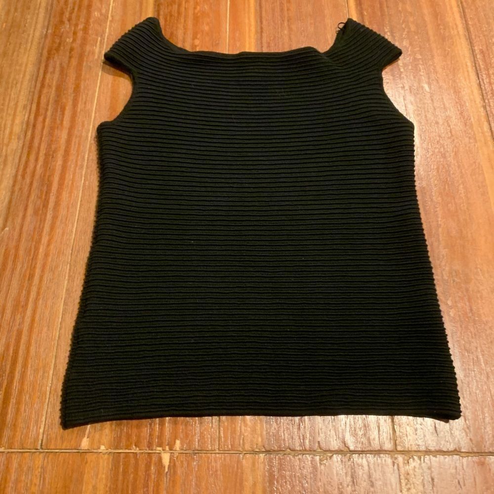 White House Black Market Ribbed Black Sleeveless Sweater Tank SMALL